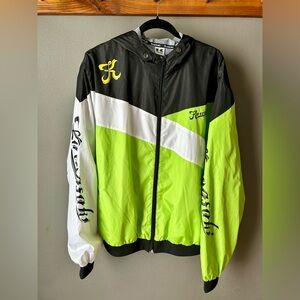 RARE Kawasaki Vintage Motorcycle Racing Wind Breaker Jacket Green Black Size 2X